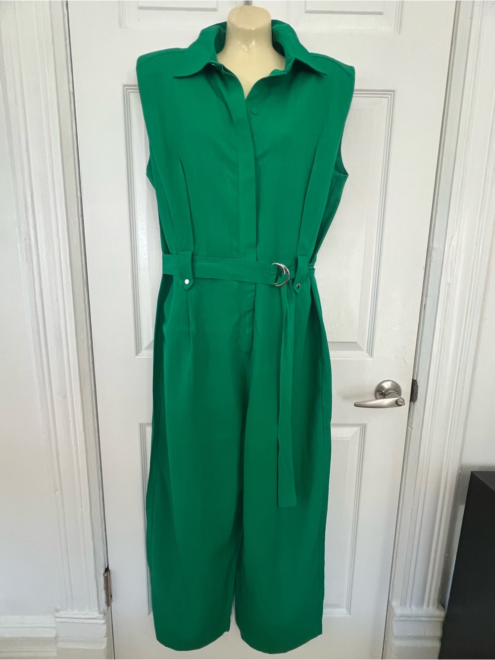 Mango Emerald Sleeveless D-Ring Belted Jumpsuit